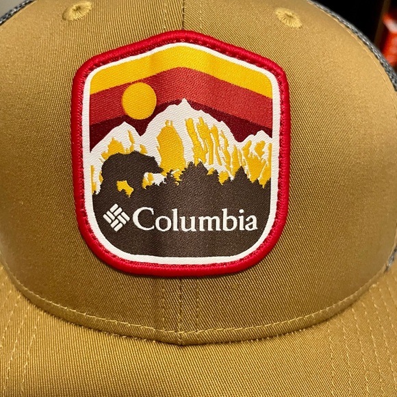 Columbia SnapBack Brown With Blue Mesh Unisex Hat With Patch. NWT - Picture 2 of 7